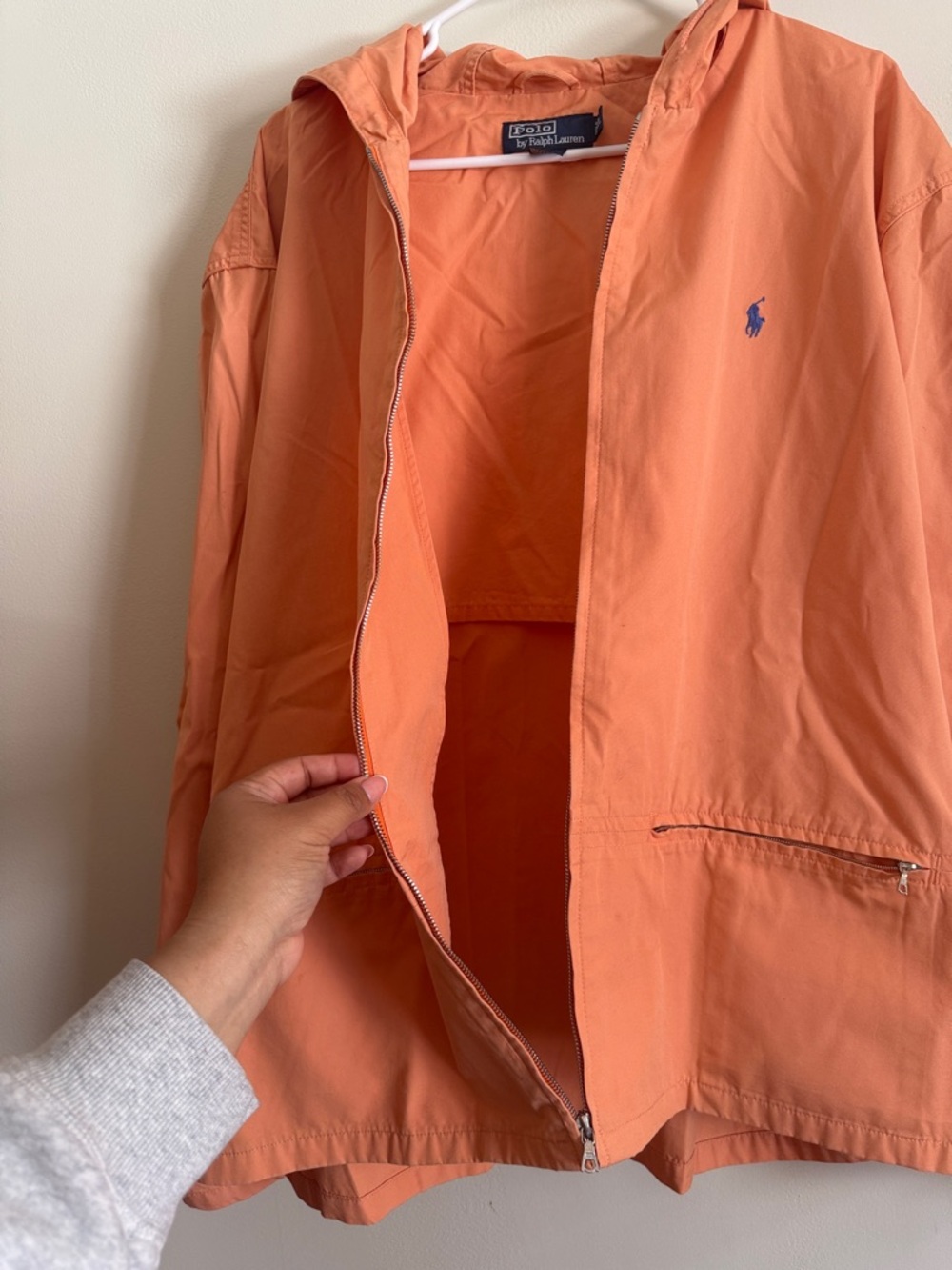 Polo by Ralph Lauren Orange Hooded Zip Windbreaker - Picture 3 of 3